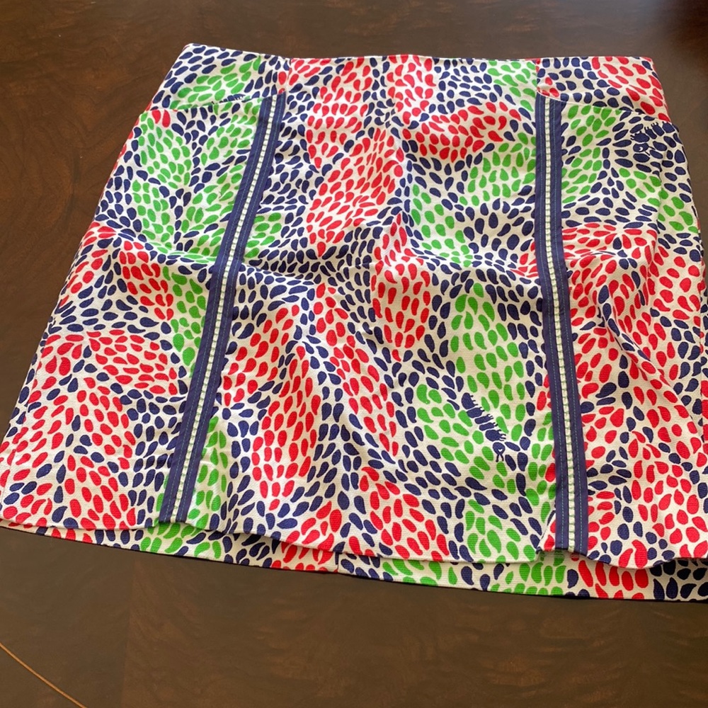 Lilly Pulitzer patterned skirt (green, blue, red) in size 12